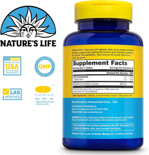 NATURE'S LIFE Strontium Citrate 680Mg - Chelated Strontium Supplement - Trace Minerals Support - High Absorption, Gentle Digestion, 60-Day Guarantee, Lab Verified, 30 Servings, 60 Vegetarian Tablets