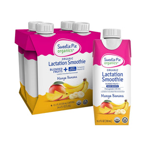 Lactation Smoothie, Mango Banana, Supports Breastmilk Production for Nursing and Pumping - No Artificial Sweeteners, Flavors or Dyes – 4 Pack