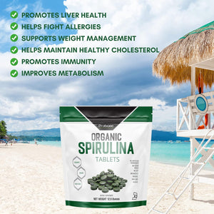 Organic Spirulina Supplement, 3000MG per Serving, Approx. 720 Tablets (4 Month Supply), Rich in Prebiotics & Proteins, Vegan, Superfood, Premium Spirulina Pills Organic