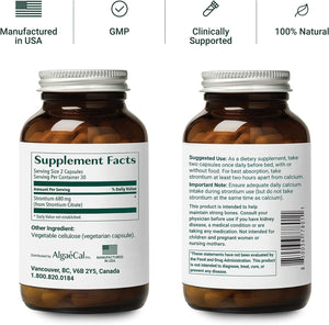 ALGAECAL - 3 Strontium Boost, Natural Strontium Supplement for Bone Density Increase, Strontium Citrate 680 Mg + 3 Free Triple Power Omega 3 Fish Oil 7 Single Serve