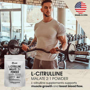 L Citrulline Malate 2 1 Powder 300 Grams - Bulk L Citrulline Powder - Free Form Amino Acid Pre Workout Supplement - Raw and Pure with No Additives by Fit Lane Nutrition.