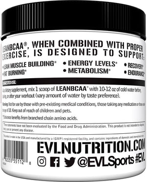 Evlution Stimulant Free Lean BCAA Powder Nutrition Bcaas Amino Acids Powder with CLA Carnitine and 2:1:1 Branched Chain Amino Acids Supports Muscle Recovery Fat Burn and Metabolism - Blue Raz