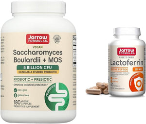 Jarrow Formulas Saccharomyces Boulardii Probiotics + MOS 5 Billion CFU Probiotic Yeast Formulas Lactoferrin 250 Mg - Immune-Supporting Glycoprotein