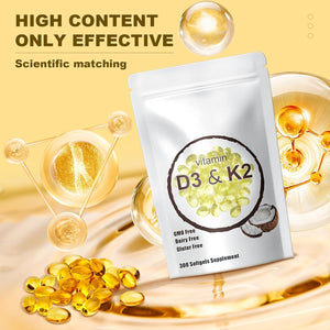 Vitamin D3 K2,K2 D3,Supplement Softgel,10000 IU VIT D3 + 200 MCG Vitamin K2,Microingredients Vitamin D3 K2,K2 D3 Vitamin Supplement,Micro Ingredients Vitamin D3 K2,300 Pcs., Yellow