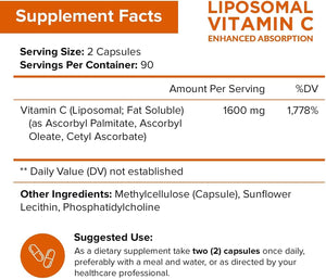 Nutriflair Liposomal Vitamin C 1700Mg, 180 Capsules - High Absorption, Fat Soluble VIT C, Antioxidant Supplement, Higher Bioavailability Immune System Support & Collagen Booster, Non-Gmo, Vegan Pills