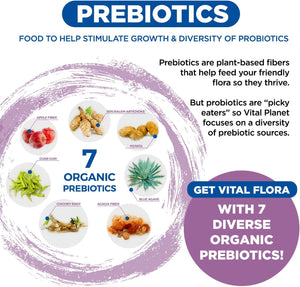 Vital Planet - Vital Flora Women’S Daily Probiotic 60 Billion CFU, 60 Diverse Strains, 7 Organic Prebiotics, Vaginal and Immune Support, Bloating, Digestive Health Probiotics for Women 60 Capsules