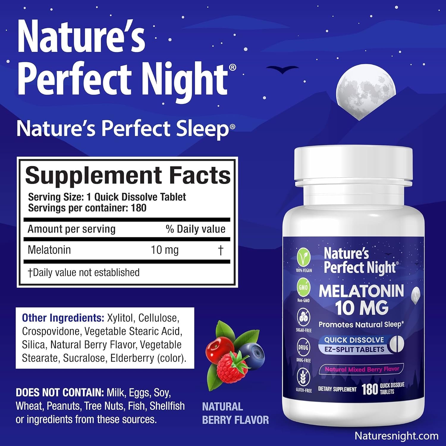 Nature'S Perfect Night Bundle | Melatonin 10Mg | Kids Melatonin 1Mg | Magnesium Glycinate | 180 Count | 100 Count | 180 Count | Sugar Free | Gluten Free | Non-Gmo | Vegan