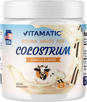 Vitamatic Bovine Colostrum Powder - Supplement for Gut Health, Hair Growth, Beauty, Muscle Recovery, & Immune Support - Easy to Mix - 30 Servings (Unflavored) (30 Servings, Chocolate)
