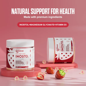 Inositol Gummies, Inositol Supplement with Myo-Inositol & D-Chiro Inositol + Vitamin D3, Ideal 40:1 Ratio, with Magnesium Glycinate 400Mg, Supports Regular Cycle for Women, Vegan, 60 Gummies