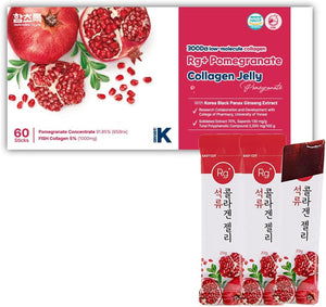 Hamchorok❤️Rg+ Anti-Aging Korean-Beauty Pomegranate Collagen Jelly 20G X60 Stick/ + Ginseng Concentrate + Vitamin C&E for Immune Support, Skin, Hair, Nail & Joint(60)