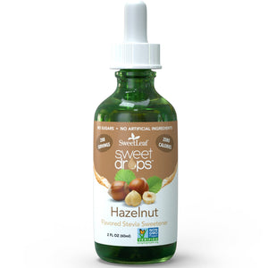 Sweetleaf Stevia Liquid Sweet Drops - Hazelnut Flavored Drops, Stevia Liquid Sweetener, Zero-Calorie, Sugar-Free Syrup Alternative for Keto Coffee, Baking, Shakes, 2 Fl Oz
