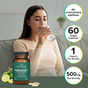 Bergamot Phytosome™ Supplement - Healthy Cardiovascular & Healthy Cholesterol Level Support - Bergamonth Supplement 500 Mg, 60 Day Supply