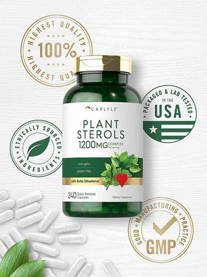 Carlyle Plant Sterols 1200 Mg | 240 Ultra Potent Capsules | Non-Gmo and Gluten Free Supplement | with Beta Sitosterol