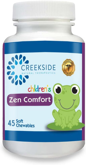 Zen Comfort for Kids, Organic Mood Support with 5-HTP, L-Theanine, Passionflower, Zinc, Pediatrician Formulated, Sugar-Free, Vegan, Berry Flavor, 45 Soft Chewables