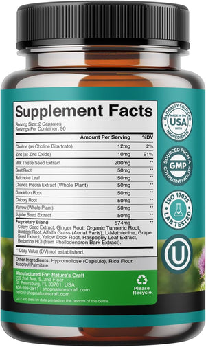 Natures Craft Bundle of Liver Cleanse and Detox & Repair Formula - Herbal Liver Support Supplement and Advanced Bile Salt TUDCA Supplement for Gallbladder Kidney and Liver Support