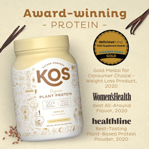 KOS Vegan Protein Powder, Chocolate Peanut Butter - Low Carb Pea Protein Blend, USDA Organic Superfood with Vitamins & Minerals - Keto, Soy, Dairy Free - Meal Replacement for Women & Men - 10 Servings
