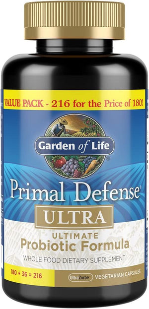 Garden of Life Whole Food Probiotic Supplement - Primal Defense Ultra Ultimate Probiotic Dietary Supplement for Digestive and Gut Health, 60 Vegetarian Capsules