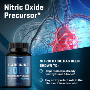 L Arginine 3,150Mg (90 Capsules) L-Arginine Supplement for Men and Women with Nitric Oxide Precursor | L Arginine Supplement Pills for Men, Sport, Workout, Made in the USA