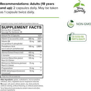 Terry Naturally Adrenaplex - 120 Capsules - Maximum Adrenal Support Supplement, Promotes Daily Energy, Mental Focus & Physical Endurance - Non-Gmo, Gluten-Free - 60 Servings