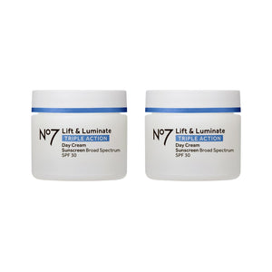 No7 Lift & Luminate Triple Action Day Cream - Anti-Aging Face Moisturizer SPF 30, Hyaluronic Acid & Vitamin C - Firms Skin for Radiant Glow - Suitable for Sensitive Skin (2 Pack, 1.69 Fl Oz Each)