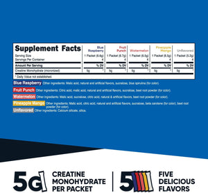 Nutricost Creatine Monohydrate Powder Variety Stickpacks (5 Flavors, 20 Servings) - Micronized, 5 Grams of Creatine Monohydrate per Pack