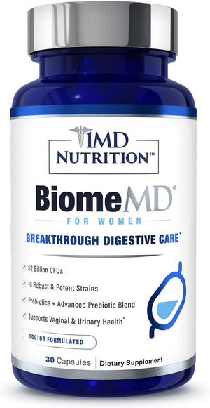 1MD Nutrition Biomemd Probiotics for Women - Daily Prebiotics and Probiotics for Women - More than 60 Billion Cfus, 15 Strains - Womens Probiotic to Support Urinary & Vaginal Health - 30 Capsules