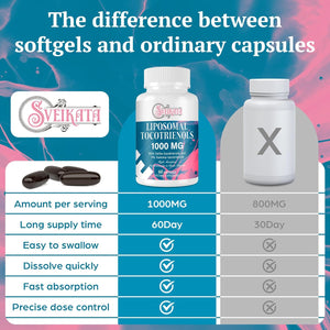 Liposomal Tocotrienols Supplement 1000Mg, Vitamin E, Advanced Formula with 95% Delta-Tocotrienols, 5% Gamma-Tocotrienols - 60 Softgels (2 Bottle)