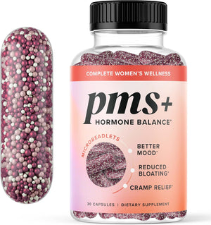 PMS Support Supplement for Women with PMS Relief | Hormone Balance & Period Relief, Chasteberry Supplements for Hormonal Acne | Microbeadlets with Dong Quai, Cranberry & Vitamin B6 | Non-Gmo 30Ct