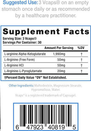 L Arginine Capsules, Nitric Oxide Booster, Amino Acid Supplement for Men and Women, Helps Build Muscle & Strength and Boost Energy, Blood Flow Support - 90 Caps