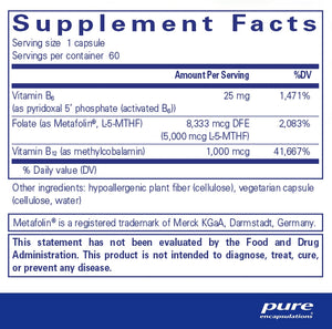 '- Folate 5,000 plus - Activated Folate, Vitamin B12 and B6 Combination - 60 Capsules