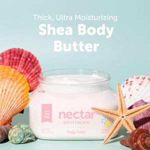 Nectar Bath Treats Body Butter, Whipped Shea Butter, Large Unscented Body Cream for Moisturizing Dry Skin, Hydrating Vegan Shea Lotion for Women, 16 Oz. (Fragrance Free, Large)