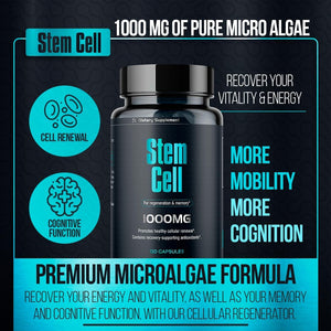 Premium Stem Cell Supplement 1,000Mg | 120 Caps | Boosts Immunity Reduces Joint Soreness | Support Natural Antiaging & Longevity Proprieties | Spirulina & Chlorella | Celulas Madre (3)