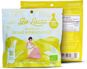 Go-Lacta® 100% Organic Moringa Capsules for Breastfeeding Moms - 30 Capsules - Pure Premium Postnatal Vitamins - Breastfeeding Supplements to Increase Milk Supply - Postpartum Vitamins for Women