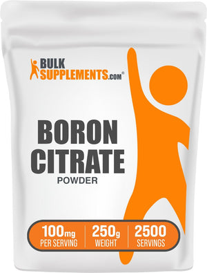 Bulksupplements.Com Boron Citrate Powder - Boron 5Mg, Boron Supplement for Men & Women, Food Grade Boron - for Bones & Joints Support, 100Mg per Serving, 250G (8.8 Oz) (Pack of 1)