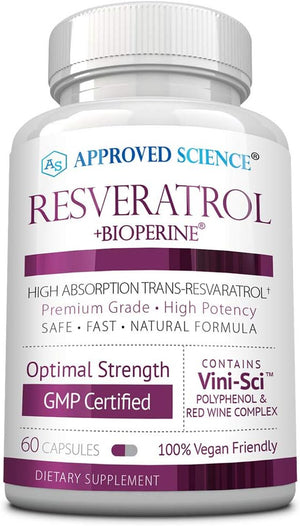 ® Resveratrol - 1000 Mg of Trans Resveratrol - 250 Mg of Polyphenol - 98% Purity Level - Includes Bioperine® - 60 Vegan Friendly Capsules - 1 Bottle