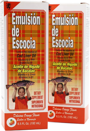 Cod Liver Oil Liquid, Cherry, Fish Oil Liquid with Vitamins A, D, E & B1 for Kids & Adults, Immune & Bone Health, Omega-3, 2 Pack (6.5 Fl Oz Each)