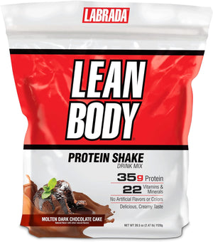 Labrada Lean Body Hi-Protein Meal Replacement Shake, Molten Dark Chocolate Cake PACKAGING MAY VARY