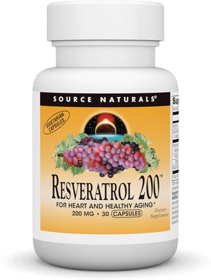 Source Naturals Resveratrol 200 Mg for Heart and Healthy Aging - 30 Vegetarian Capsules