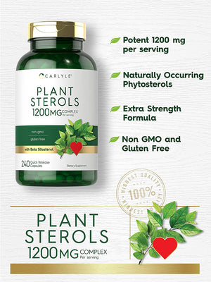 Carlyle Plant Sterols 1200 Mg | 240 Ultra Potent Capsules | Non-Gmo and Gluten Free Supplement | with Beta Sitosterol