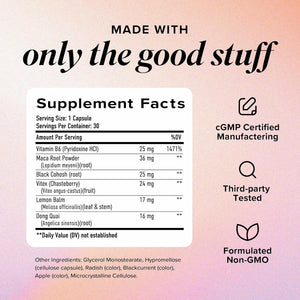 PMS Support Supplement for Women with PMS Relief | Hormone Balance & Period Relief, Chasteberry Supplements for Hormonal Acne | Microbeadlets with Dong Quai, Cranberry & Vitamin B6 | Non-Gmo 30Ct