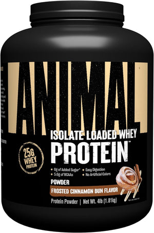 Animal Whey Isolate Protein Powder - Loaded for Pre & Post Workout Muscle Builder and Recovery with Digestive Enzymes for Men & Women - 25G Protein, Great Taste, Low Sugar - Brownie Batter 4 Lbs