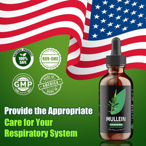 Mullein Drops for Lungs - Mullein Leaf Extract for Lungs Cleanse - Respiratory Lung Health, Herbal Supplement Made in USA Vegan
