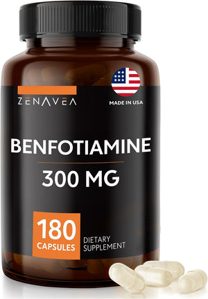 Benfotiamine 300Mg - Benfotiamine B1-180 Capsules (3 Months Supply) - Vegan, Non-Gmo, Gluten-Free