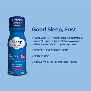Dream Water Sleep Aid Supplement Liquid Shots; Melatonin 5Mg, GABA, 5-HTP; 2.5 Oz, Sleep Aids for Adults, Snoozeberry Flavor, 16-Count