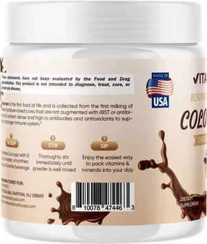 Vitamatic Bovine Colostrum Powder - Supplement for Gut Health, Hair Growth, Beauty, Muscle Recovery, & Immune Support - Easy to Mix - 30 Servings (Unflavored) (30 Servings, Chocolate)
