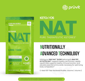 PRÜVIT Keto//Os NAT Lime Time Keto Supplements – Charged - Exogenous Ketones - BHB Salts Ketogenic Supplement for Workout Energy Boost for Men and Women (20 Count)