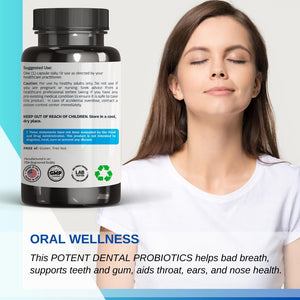 Lactobacillus Salivarius Oral Probiotics - for Mouth Bad Breath, Dental Probiotics for Teeth and Gums, Throat, Ear, Nose - 45 Chewable Mint Tablets