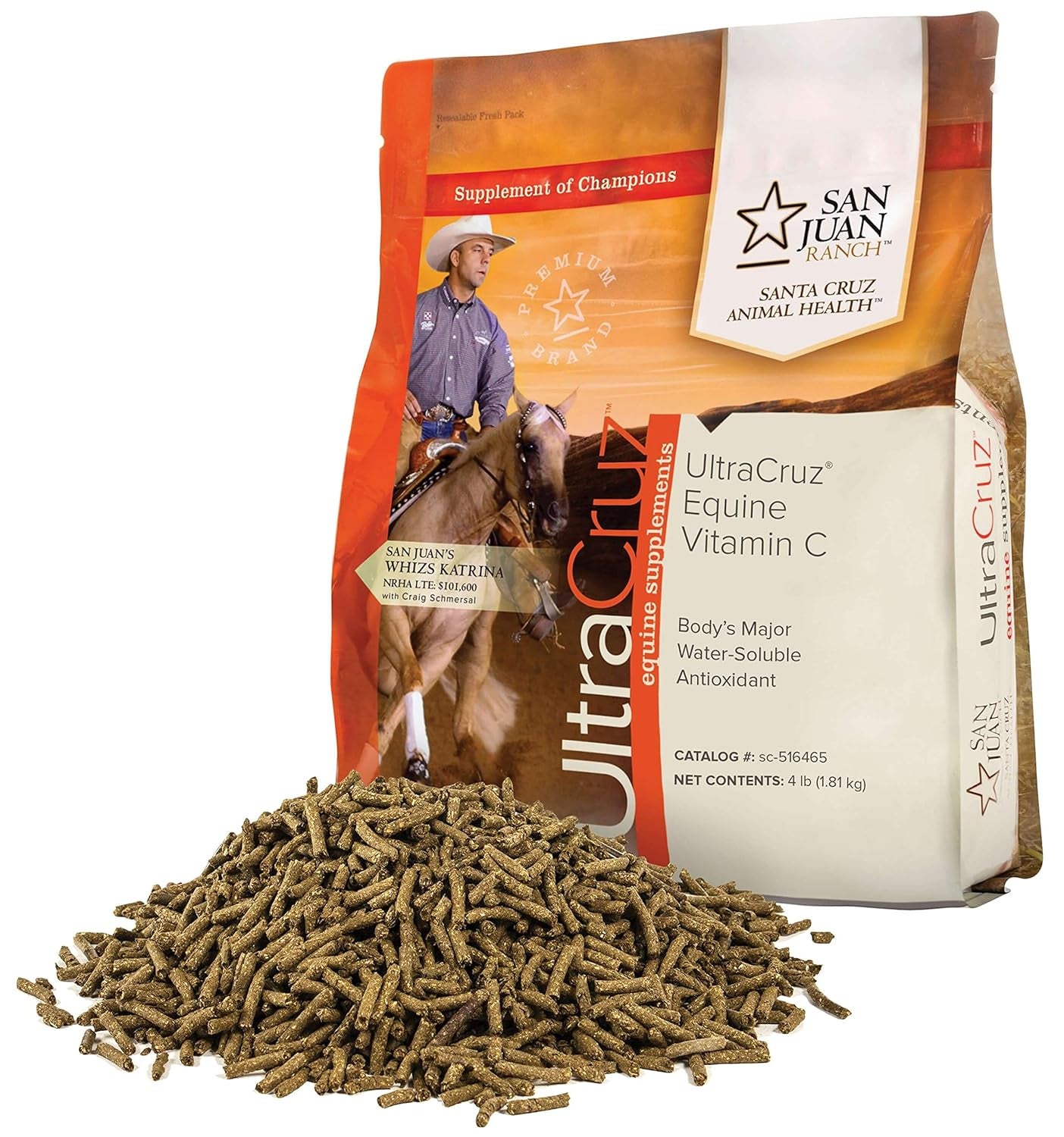 Ultracruz Equine Vitamin C (Ascorbic Acid) Supplement for Horses, 4 Lb, Pellet (32 Day Supply),Sc-516465