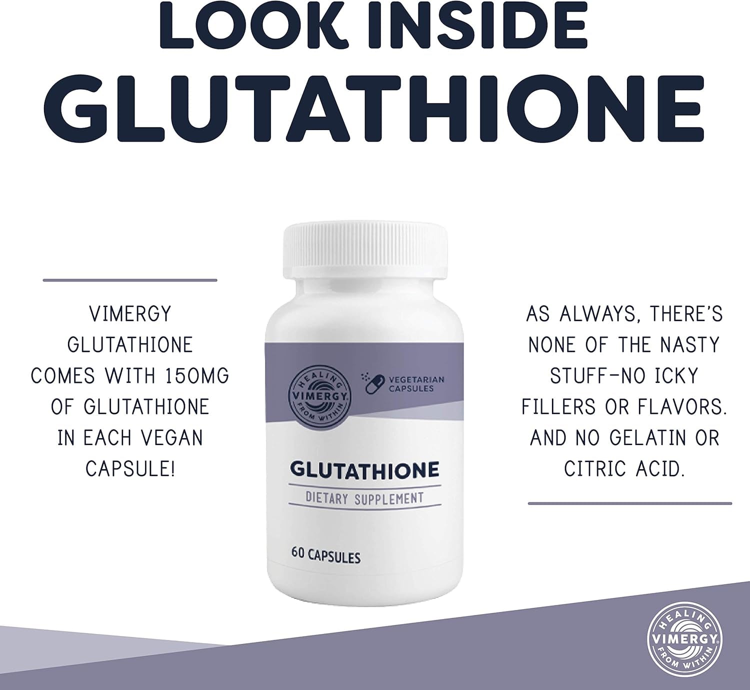 Glutathione Capsules, 60 Servings – Natural Immune Supporting, Antioxidant & Detox Supplement - Gluten-Free, Kosher, Soy-Free, Vegan, Paleo Friendly 