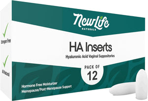 Newlife Naturals Hyaluronic Acid Vaginal Suppository for Dryness | Vaginal Dryness Support | Estrogen-Free Relief for Menopause | Hyaluronic Acid Suppositories for Women | Usa-Made 12 Vaginal Inserts